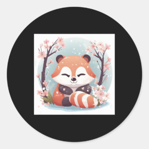 Adesivo Redondo Cherry Blossom Sonha Red Panda T Derrete Ele