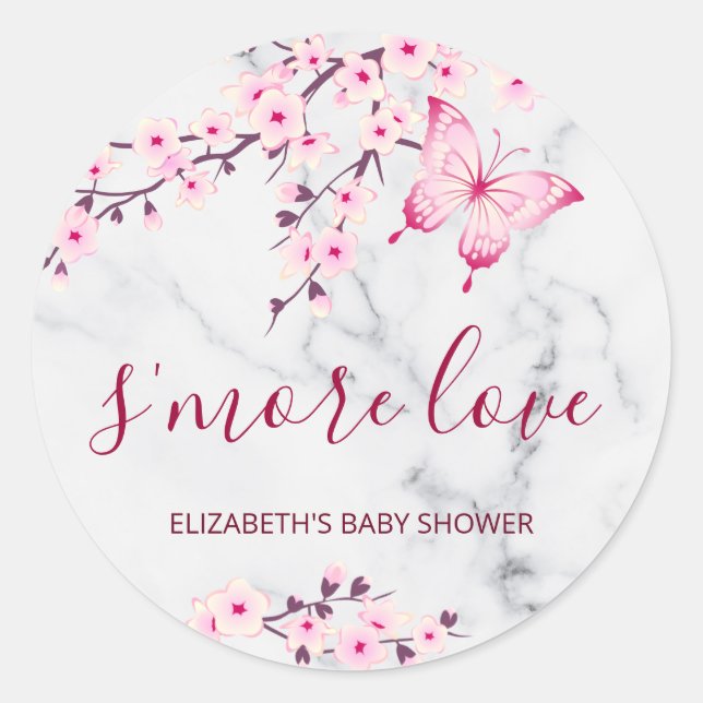 Adesivo Redondo Cherry Blossoms Butterfly S'more Love (Frente)