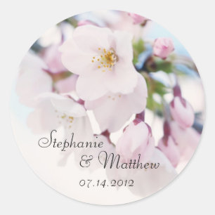 Adesivo Redondo Cherry Blossoms Wedding Favor Label