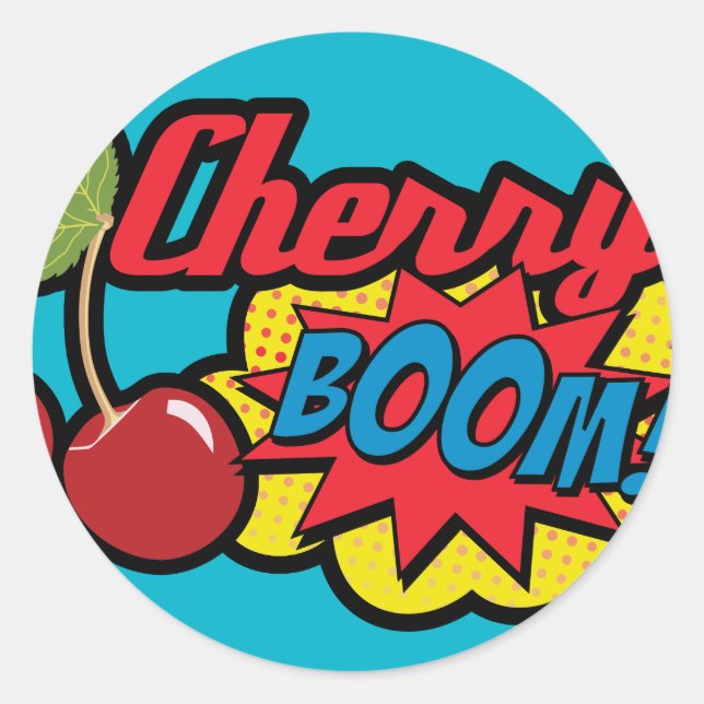Adesivo Redondo Cherry Boom!! (Frente)