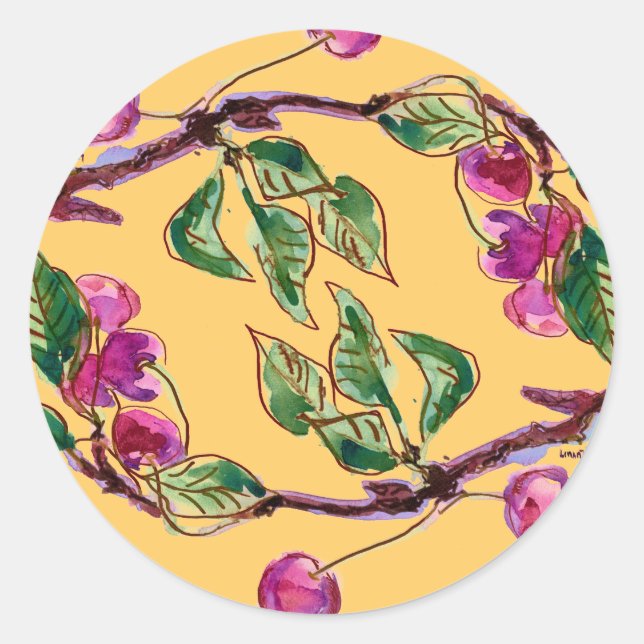 Adesivo Redondo Cherry Branch (Frente)