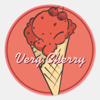 Adesivo Redondo Cherry Icecream Sticker