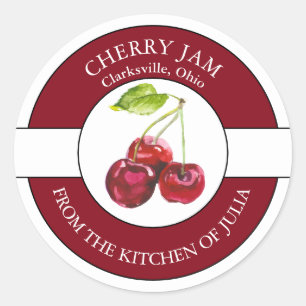 Adesivo Redondo Cherry Jam Label