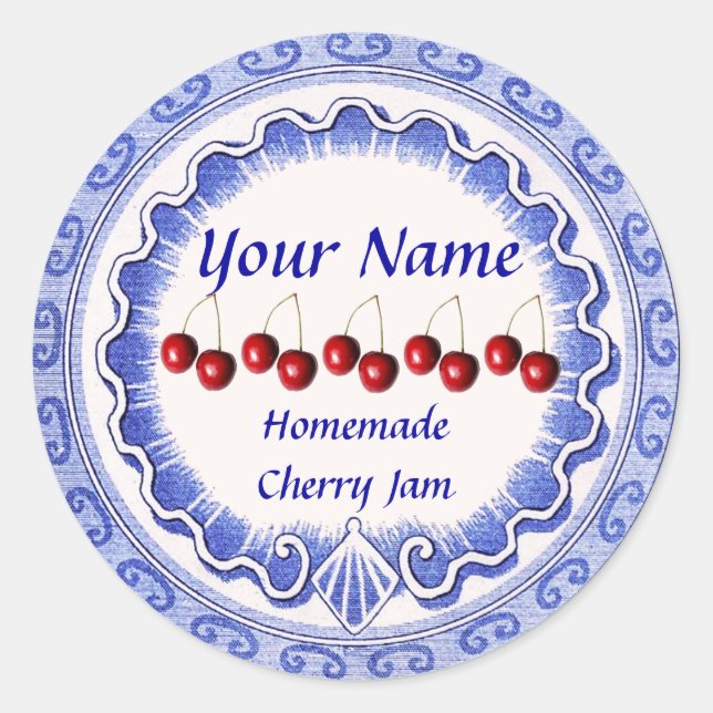 Adesivo Redondo Cherry Jam Label Personalize (Frente)