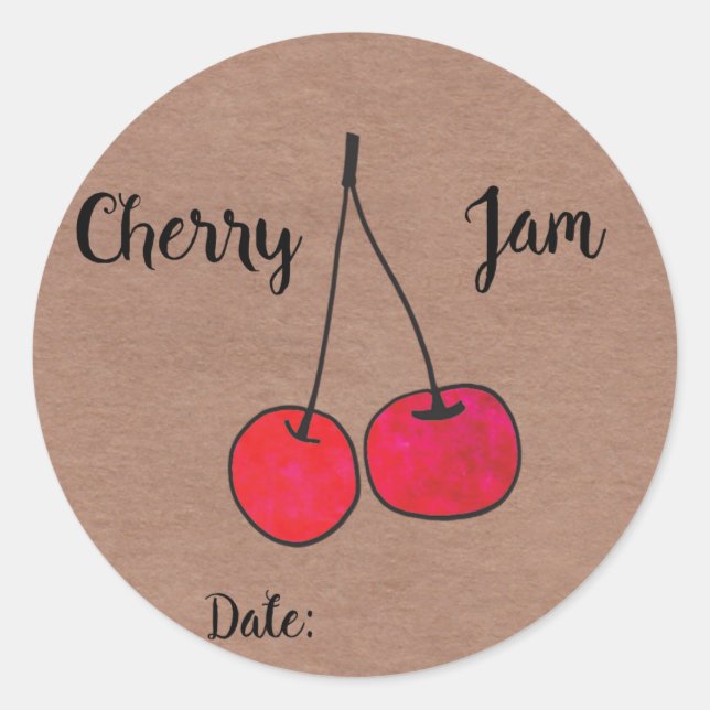 Adesivo Redondo Cherry Jam Labels (Frente)