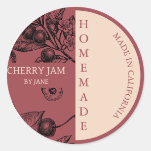 Adesivo Redondo Cherry Jam Modern Business Label