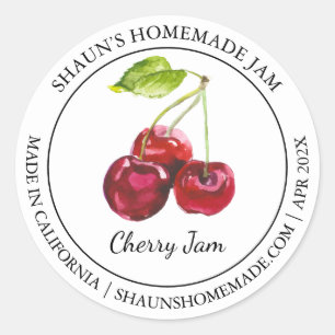 Adesivo Redondo Cherry Jam Modern label
