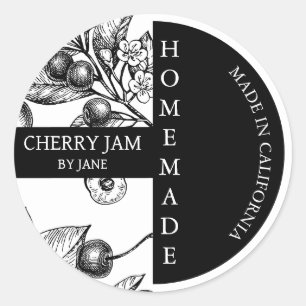 Adesivo Redondo Cherry Jam Sketch Modern Business Label