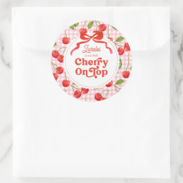 Adesivo Redondo Cherry no Top Birthday Sticker