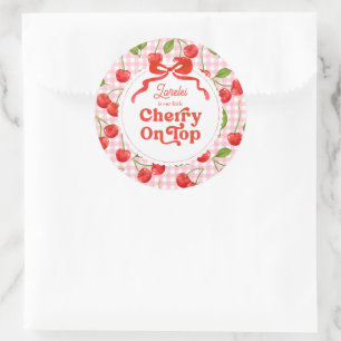 Adesivo Redondo Cherry no Top Birthday Sticker