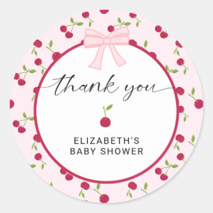 Adesivo Redondo Cherry On Top Baby Shower Coquette Obrigado
