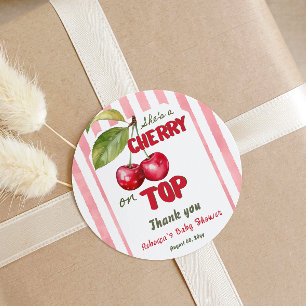 Adesivo Redondo Cherry on Top Retro Faixa Rosa Chuveiro de Bebê