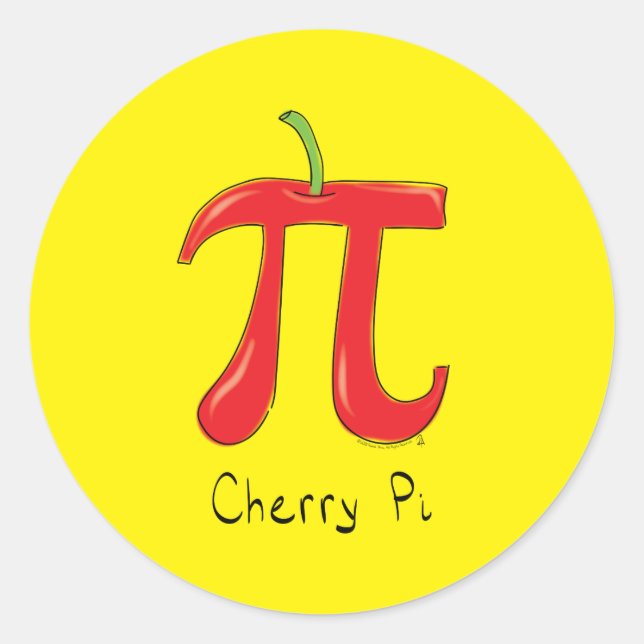 Adesivo Redondo Cherry Pi Cute Math Pi Day Stickers (Frente)