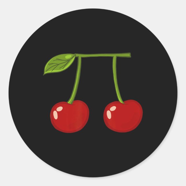 Adesivo Redondo Cherry Pi Funny Pi Day Cherry Pie Pun Cherry Pi (Frente)