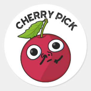 Adesivo Redondo Cherry Pick Funny Fruta Pun