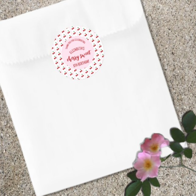 Adesivo Redondo Cherry Sweet Birthday (Criador carregado)