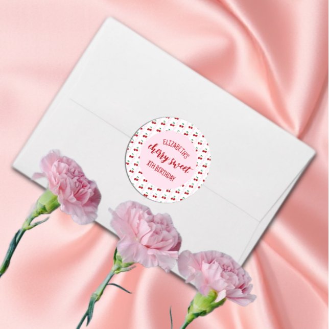 Adesivo Redondo Cherry Sweet Birthday (Criador carregado)