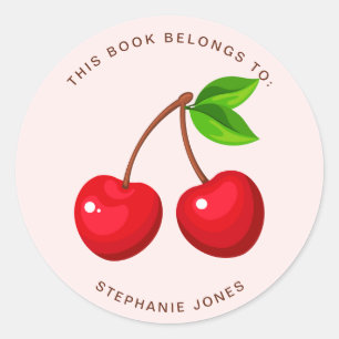 Adesivo Redondo Cherry Sweet Birthday Este livro pertence a
