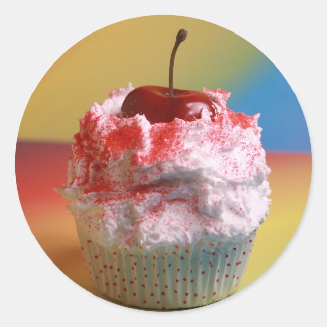 Adesivo Redondo Cherry Vanilla Cupcake (Frente)