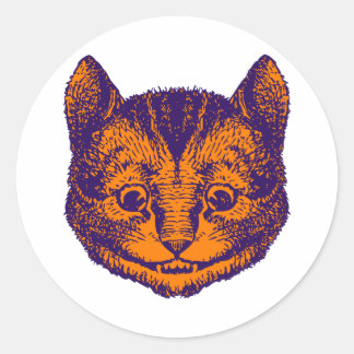 Adesivo Redondo Cheshire Cat Inclinação Laranja Roxo