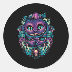 Adesivo Redondo Cheshire Cat Shirt Alice No País Das Maravilhas