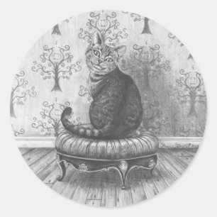 Adesivo Redondo Cheshire Cat Sticker Alice no Wonderland Sticker