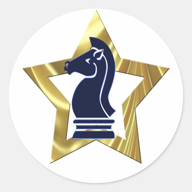Adesivo Redondo Chess Dourada Star Rook (Frente)