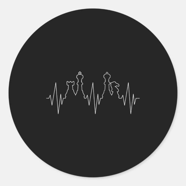 Adesivo Redondo Chess Heartbeat Chess Master Chess Club  (Frente)