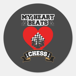 Adesivo Redondo Chess Hearts Strategy Game Love Passion