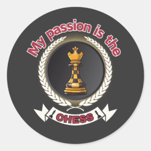 Adesivo Redondo Chess King Laurel Crown Passion Strategy Power