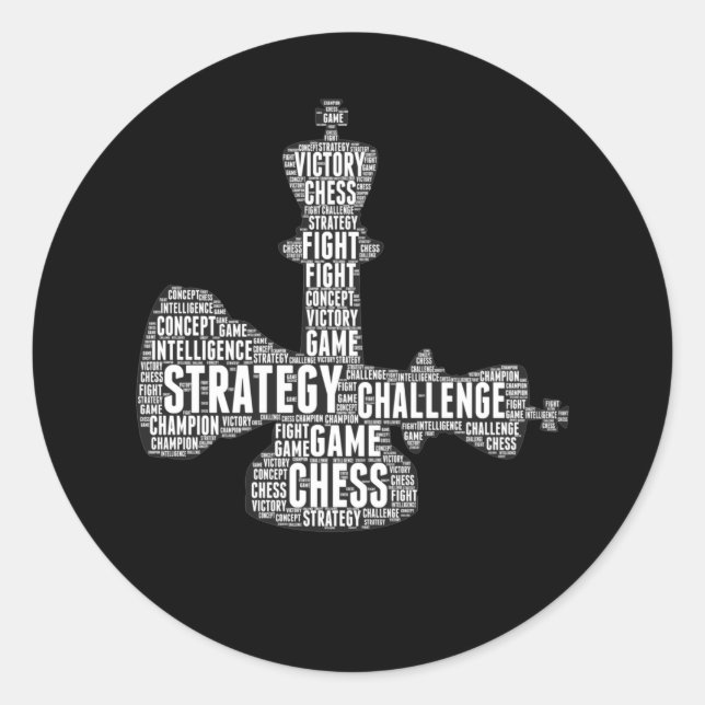 Adesivo Redondo Chess Piece Strategy Challenge jogo de Conselho (Frente)