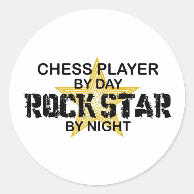 Adesivo Redondo Chess Player Rock Star por Noite (Frente)