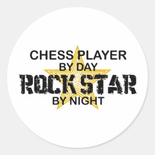 Adesivo Redondo Chess Player Rock Star por Noite