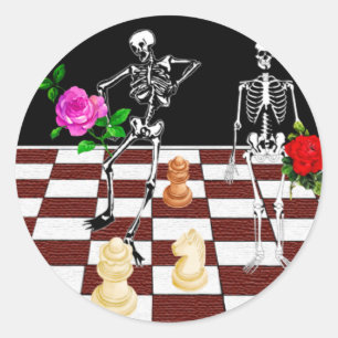 Adesivo Redondo Chess Skeletons