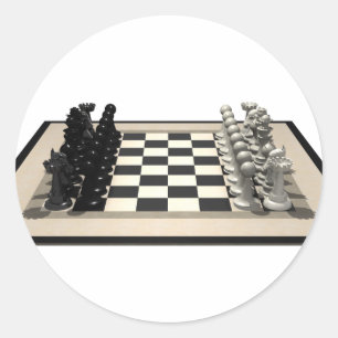 Adesivo Redondo Chessboard com peças de xadrez: