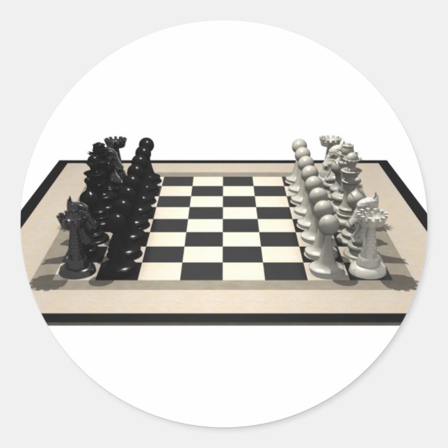 Adesivo Redondo Chessboard com peças de xadrez: (Frente)