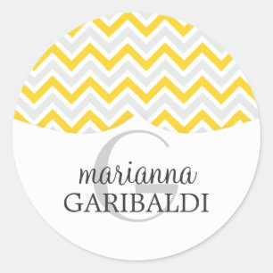 Adesivo Redondo Chevron amarelo e moderno personalizado