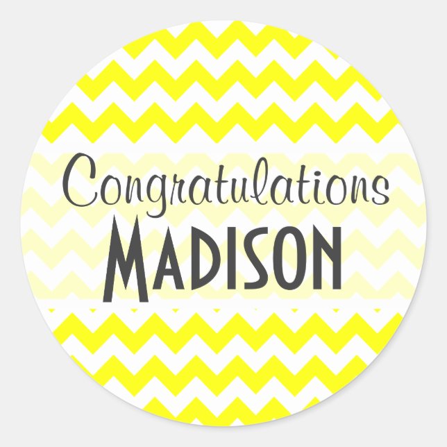 Adesivo Redondo Chevron Amarelo Elétrico (Frente)