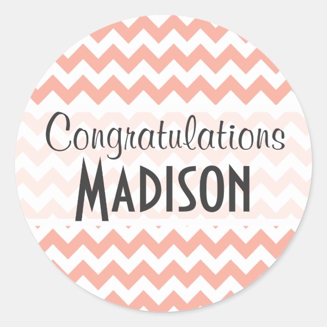 Adesivo Redondo Chevron de Pêssego Profundo; zigzag (Frente)