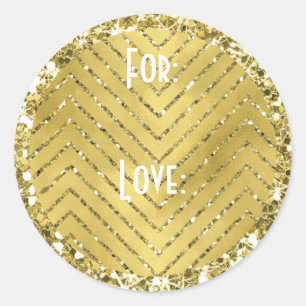 Adesivo Redondo Chevron Stickers (1 1/2" ou 3") "Chevron Dourado"