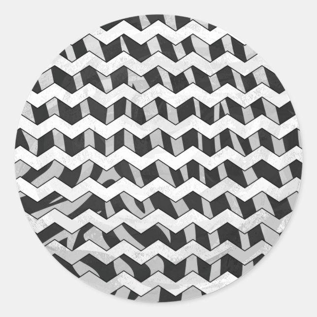 Adesivo Redondo Chevron Zebra Black e Cinzas (Frente)