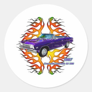 Adesivo Redondo Chevy Chevelle de 1967 por Fractal Camisetas(TM)