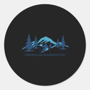Adesivo Redondo Chewelah Washington Ski Resort Skiier