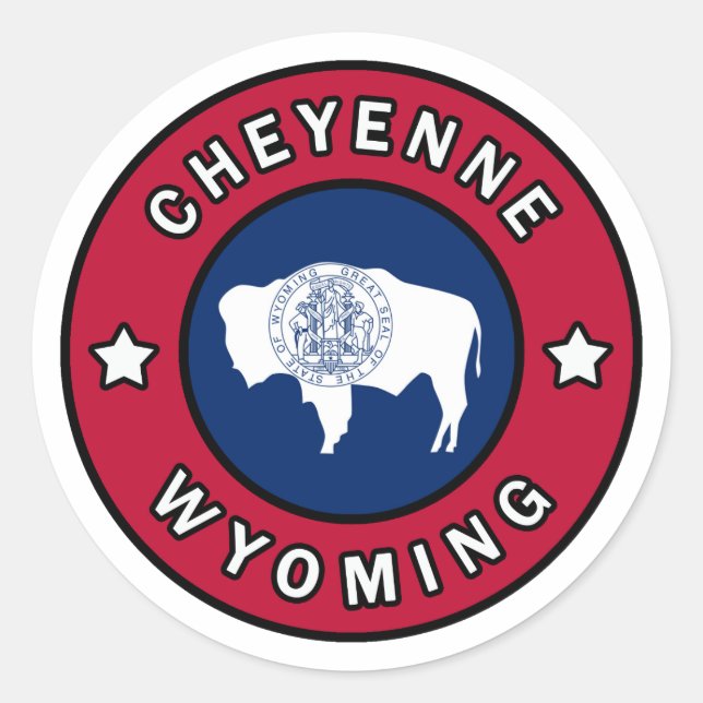 Adesivo Redondo Cheyenne Wyoming (Frente)