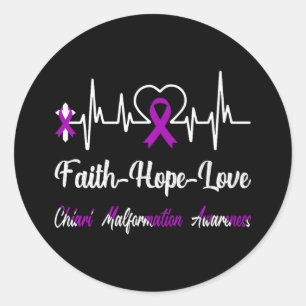 Adesivo Redondo Chiari Malformation Awarness Hearbeat Christian