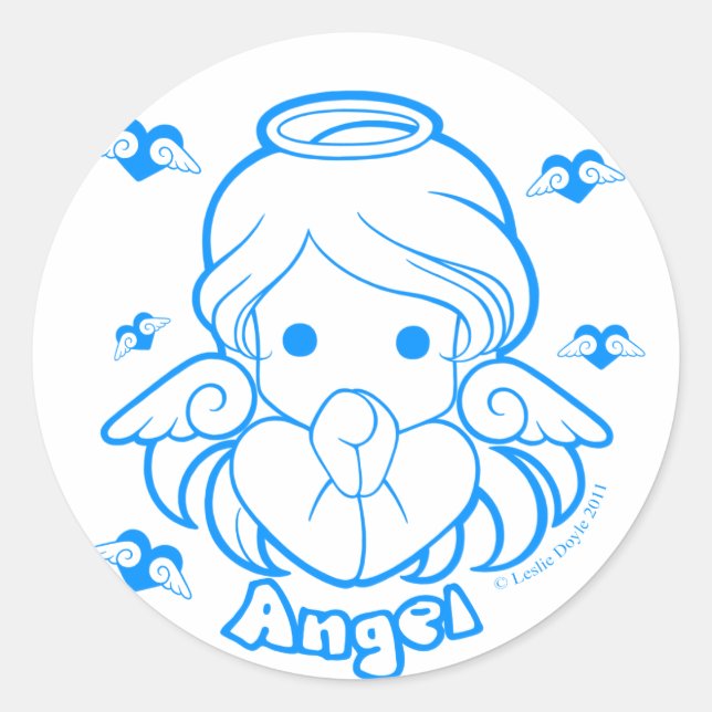 Adesivo Redondo Chibi Angel Sticker (Frente)