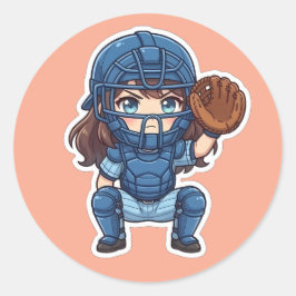 Adesivo Redondo Chibi Baseball Edição 2026 - Agachamento do Apanha