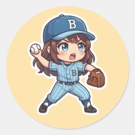 Adesivo Redondo Chibi Baseball Edição 2026 - Lançador Stride