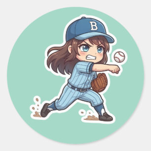 Adesivo Redondo Chibi Baseball Edição 2026 - Lançamento do Arremes