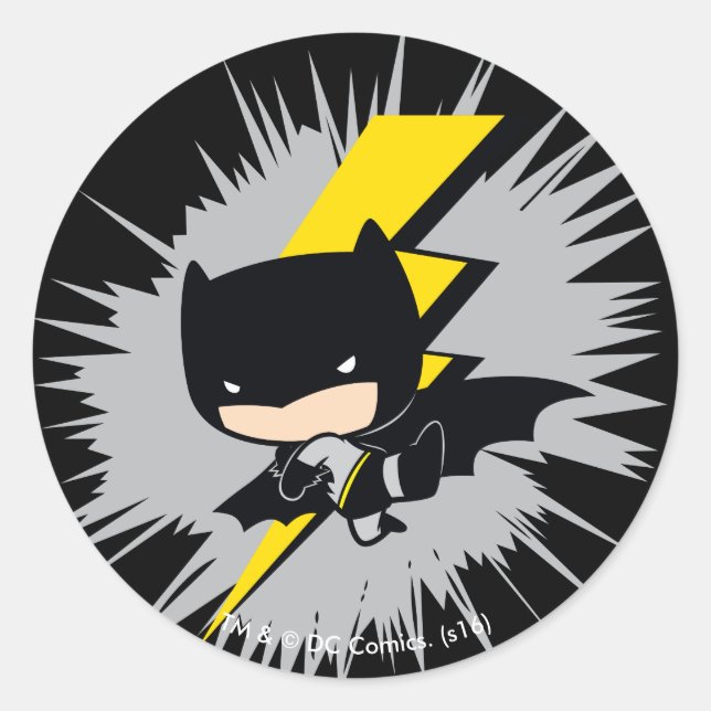 Adesivo Redondo Chibi Batman Lightning Kick (Frente)
